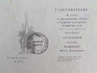 Бронзовая Медаль За достигнутые успехи в развитии народного хозяйства СССР