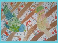 Карташова Диана_8 лет_Птицы зимой_гуашь_преп.Телицына Н.Н.