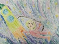 Рудышина Алина_6 лет_Выход в открытый космос_цветн.карандаши_преп.Галичина Е.П.