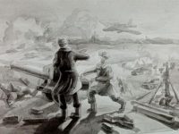 Меньшикова Алина_16 лет_Артиллерия на передовой Б.,тушь, 2020_ДШИ г. Карпинск_ Препод. Фурса В.А.