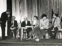 Во время мероприятия, посвящённого 45-летию КПТУ, 1985 г. Индиков В.В.- начальник ПТУ, Латушкин В.М. – начальник ПТУ, Малиновская Г.А. – парторг ПТУ, Костин И.Е. – начальник ПТУ