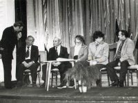 Во время мероприятия, посвящённого 45-летию КПТУ, 1985 г. Индиков В.В.- начальник ПТУ, Латушкин В.М. – начальник ПТУ, Малиновская Г.А. – парторг ПТУ, Костин И.Е. – начальник ПТУ